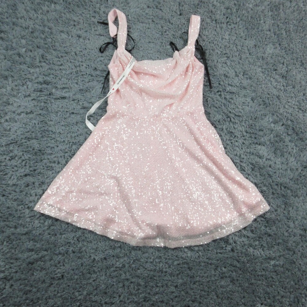 Lucy In The Sky Dress Womens Extra Small Pink Sequin Party Mini Skater Dress